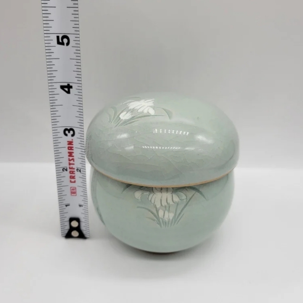 Korean Cyan Porcelain Inlaid Crane Cloud Lid Tea Set Cup Filter Infuser Light Gr - Picture 6 of 8